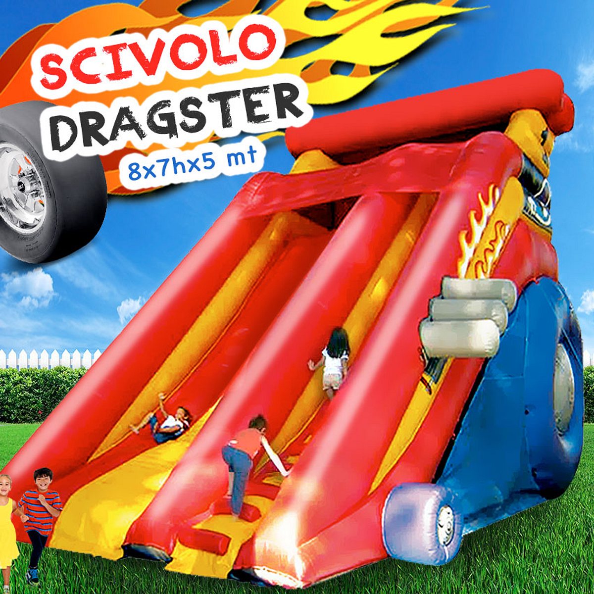 NOLEGGIO SCIVOLO DRAGSTER GONFIABILE BRESCIA