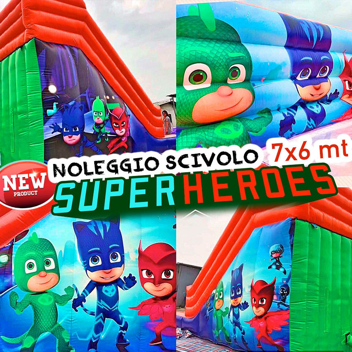 Noleggio gonfiabile pigiamini pjmask